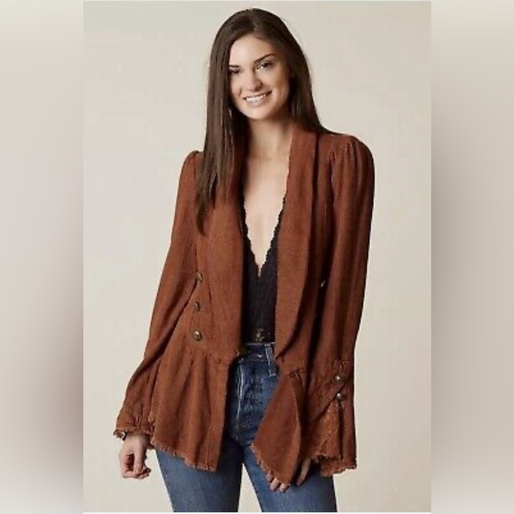 Free People XS Throwback Military Blazer/Jacket
Corduroy Flare Lace Sleeve